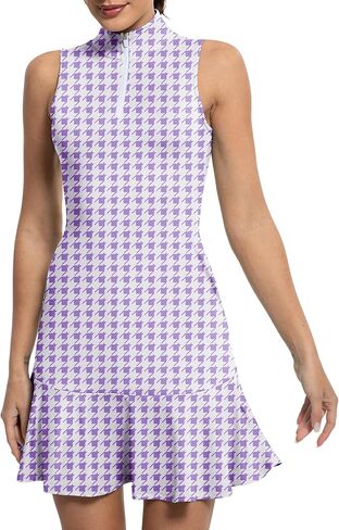 GGOV Tennis Dress for Women Golf Dresses with Shorts Inner Pocket Sleeveless Zip Up Stand Collar Workout Athletic Dresses in Kuwait