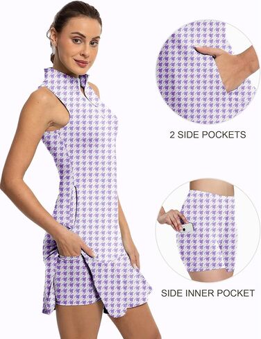 GGOV Tennis Dress for Women Golf Dresses with Shorts Inner Pocket Sleeveless Zip Up Stand Collar Workout Athletic Dresses in Kuwait