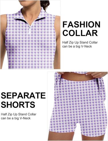 GGOV Tennis Dress for Women Golf Dresses with Shorts Inner Pocket Sleeveless Zip Up Stand Collar Workout Athletic Dresses in Kuwait