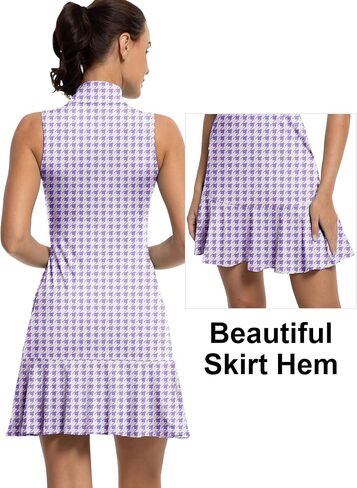 GGOV Tennis Dress for Women Golf Dresses with Shorts Inner Pocket Sleeveless Zip Up Stand Collar Workout Athletic Dresses in Kuwait