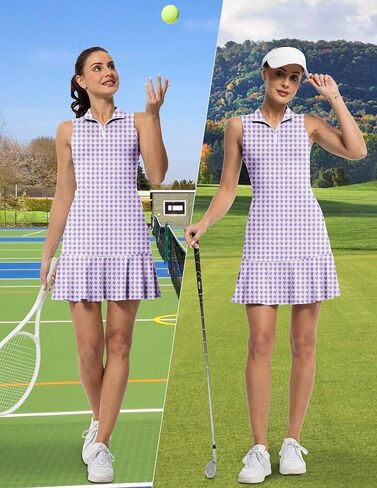 GGOV Tennis Dress for Women Golf Dresses with Shorts Inner Pocket Sleeveless Zip Up Stand Collar Workout Athletic Dresses in Kuwait