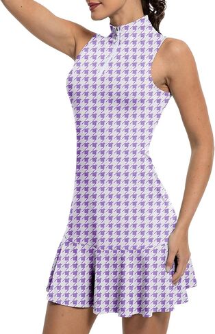 GGOV Tennis Dress for Women Golf Dresses with Shorts Inner Pocket Sleeveless Zip Up Stand Collar Workout Athletic Dresses in Kuwait