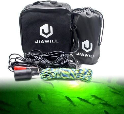 مصباح LED للصيد تحت الماء من Jiawill 297 مصباح LED 9 فولت - 35 فولت 41.8 واط 4000 لومن لجذب الأسماك الليلية بطول 33 قدمًا (10 متر) (أخضر) in Kuwait
