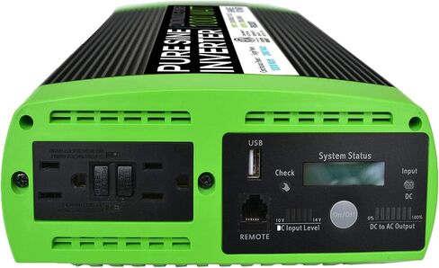 GoWISE Power 1000W مستمر 2000W Surge Peak Power Pure Sine Wave Inverter مع شاشة LCD رقمية، أسود / أخضر (PS1007) in Saudi Arabia