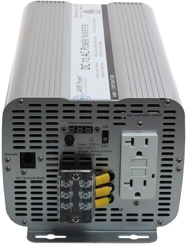 AIMS Power 2000 وات محول طاقة جيبي معدل 12 فولت تيار مستمر إلى 120 فولت تيار متردد ETL معتمد إلى UL 458 مع منافذ GFCI وكتلة طرفية للتيار المتردد in Kuwait