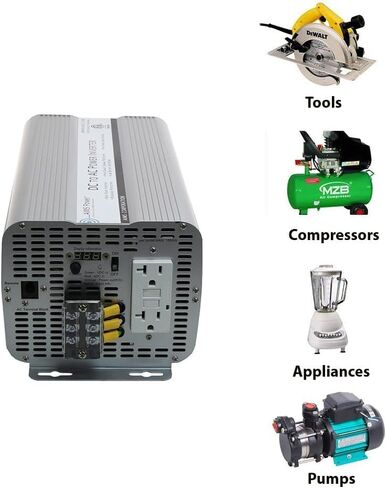 AIMS Power 2000 وات محول طاقة جيبي معدل 12 فولت تيار مستمر إلى 120 فولت تيار متردد ETL معتمد إلى UL 458 مع منافذ GFCI وكتلة طرفية للتيار المتردد in Kuwait