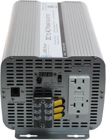 AIMS Power 2000 وات محول طاقة جيبي معدل 12 فولت تيار مستمر إلى 120 فولت تيار متردد ETL معتمد إلى UL 458 مع منافذ GFCI وكتلة طرفية للتيار المتردد in Kuwait
