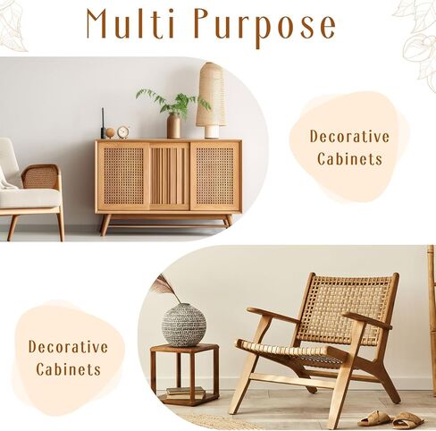 Wowangce 24 "× 49 قدم عرض مربع قصب حزام، الروطان قصب حزام لفة قصب النسيج مادة الضرب المفتوحة نسج الخوص المنسوجة أوراق الروطان للأثاث، كرسي، مجلس الوزراء، السقف، سرير in Kuwait