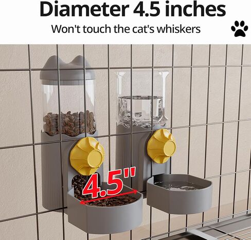 موزع مياه طعام أوتوماتيكي معلق على شكل قفص للقطط من Oneluck، مجموعة موزع مياه ومغذي للكلاب الجاذبية، وعاء طعام وموزع طعام كيتي للجرو الأرنب خنزير غينيا خنزير القنفذ، رمادي in Kuwait