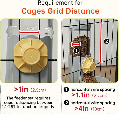 موزع مياه طعام أوتوماتيكي معلق على شكل قفص للقطط من Oneluck، مجموعة موزع مياه ومغذي للكلاب الجاذبية، وعاء طعام وموزع طعام كيتي للجرو الأرنب خنزير غينيا خنزير القنفذ، رمادي in Kuwait