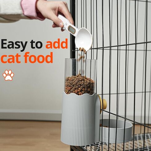 موزع مياه طعام أوتوماتيكي معلق على شكل قفص للقطط من Oneluck، مجموعة موزع مياه ومغذي للكلاب الجاذبية، وعاء طعام وموزع طعام كيتي للجرو الأرنب خنزير غينيا خنزير القنفذ، رمادي in Kuwait