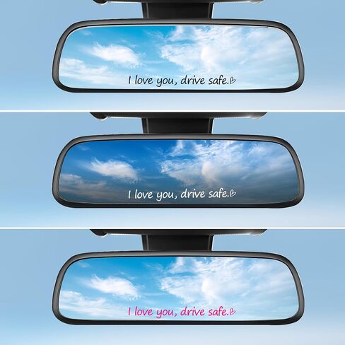3x "I love you, drive Safe" ملصق مرآة الرؤية الخلفية للسيارة مع قلب، ملصقات زجاجة مياه مقطوعة من الفينيل، ملحقات ملصق تأكيد السيارة هدية لعيد الأم (أنا أحبك، قيادة آمنة) in Kuwait