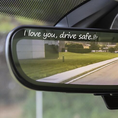3x "I love you, drive Safe" ملصق مرآة الرؤية الخلفية للسيارة مع قلب، ملصقات زجاجة مياه مقطوعة من الفينيل، ملحقات ملصق تأكيد السيارة هدية لعيد الأم (أنا أحبك، قيادة آمنة) in Kuwait