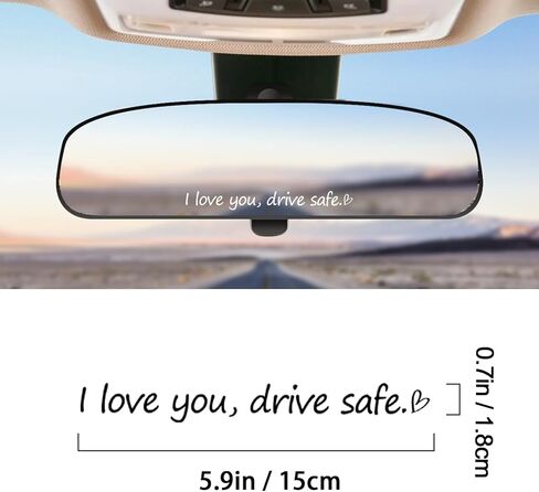 3x "I love you, drive Safe" ملصق مرآة الرؤية الخلفية للسيارة مع قلب، ملصقات زجاجة مياه مقطوعة من الفينيل، ملحقات ملصق تأكيد السيارة هدية لعيد الأم (أنا أحبك، قيادة آمنة) in Kuwait