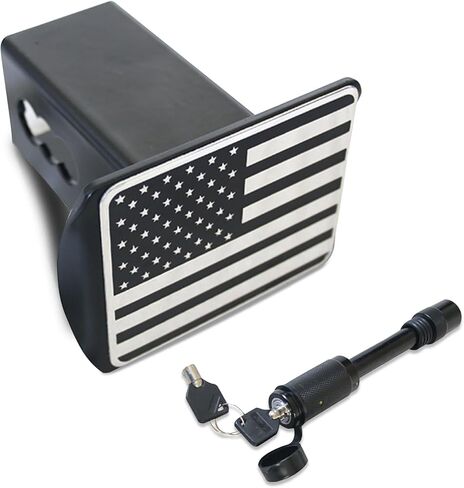 ZKFAR Pack-1 Trailer Hitch Cover, American Flag Plug Cover, Metal Rear Receiving Tube Cover, 2" Automotive Dust Plug, Protective Cover with Pin Bolt, Universal for Most SUVs, Trailers (Black) in Saudi Arabia