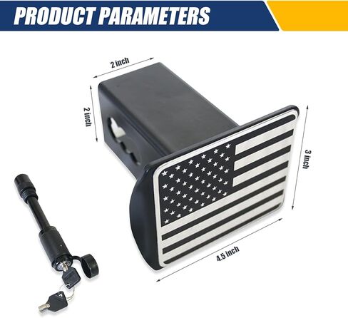 ZKFAR Pack-1 Trailer Hitch Cover, American Flag Plug Cover, Metal Rear Receiving Tube Cover, 2" Automotive Dust Plug, Protective Cover with Pin Bolt, Universal for Most SUVs, Trailers (Black) in Saudi Arabia