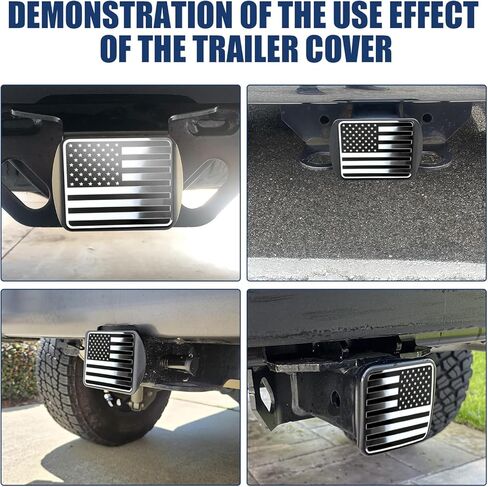 ZKFAR Pack-1 Trailer Hitch Cover, American Flag Plug Cover, Metal Rear Receiving Tube Cover, 2" Automotive Dust Plug, Protective Cover with Pin Bolt, Universal for Most SUVs, Trailers (Black) in Saudi Arabia