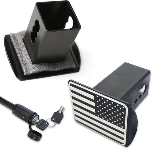 ZKFAR Pack-1 Trailer Hitch Cover, American Flag Plug Cover, Metal Rear Receiving Tube Cover, 2" Automotive Dust Plug, Protective Cover with Pin Bolt, Universal for Most SUVs, Trailers (Black) in Saudi Arabia