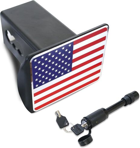 ZKFAR Pack-1 Trailer Hitch Cover, American Flag Plug Cover, Metal Rear Receiving Tube Cover, 2" Automotive Dust Plug, Protective Cover with Pin Bolt, Universal for Most SUVs, Trailers (Black) in Saudi Arabia