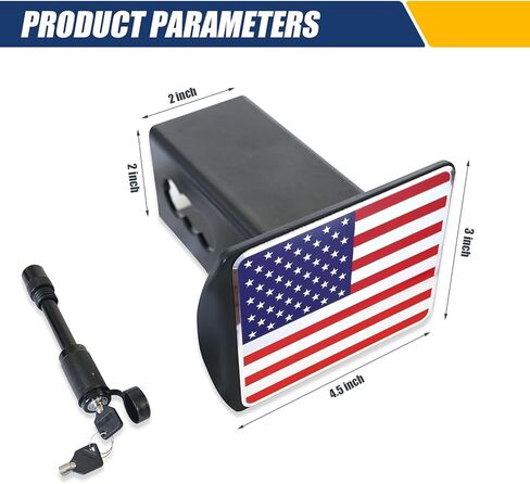 ZKFAR Pack-1 Trailer Hitch Cover, American Flag Plug Cover, Metal Rear Receiving Tube Cover, 2" Automotive Dust Plug, Protective Cover with Pin Bolt, Universal for Most SUVs, Trailers (Black) in Saudi Arabia