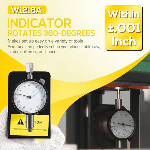 W1218A Dial Indicator Rotates 360 Degree Durable Powerful Magnetic Base for Planers Woodworking Machinery Within ±.001-Inch in Saudi Arabia