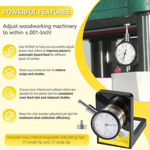 W1218A Dial Indicator Rotates 360 Degree Durable Powerful Magnetic Base for Planers Woodworking Machinery Within ±.001-Inch in Saudi Arabia