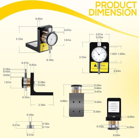 W1218A Dial Indicator Rotates 360 Degree Durable Powerful Magnetic Base for Planers Woodworking Machinery Within ±.001-Inch in Saudi Arabia