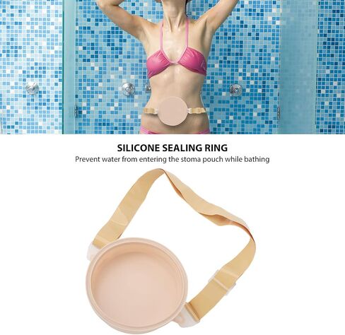 Ostomy Supplies,Stoma Guard Security Shield Waterproof Bath Cover, Stoma Ostomy Bath Cover Waterproof Adjust Belt Silicone Sealing Ring Stoma Guard Security Shield Ostomy Shower in Saudi Arabia