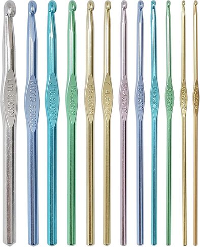 خطافات كروشيه مقاس أمريكي، مجموعة خطافات كروشيه مكونة من 12 مجموعة من الحروف والأرقام - لإبر الكروشيه لخيوط الحياكة اليدوية in Kuwait