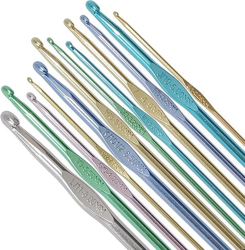 خطافات كروشيه مقاس أمريكي، مجموعة خطافات كروشيه مكونة من 12 مجموعة من الحروف والأرقام - لإبر الكروشيه لخيوط الحياكة اليدوية in Kuwait