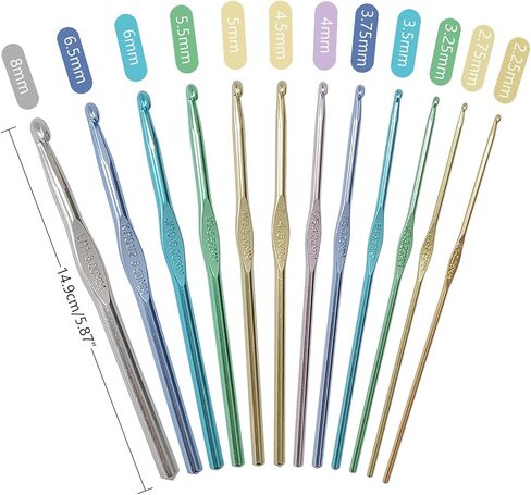 خطافات كروشيه مقاس أمريكي، مجموعة خطافات كروشيه مكونة من 12 مجموعة من الحروف والأرقام - لإبر الكروشيه لخيوط الحياكة اليدوية in Kuwait