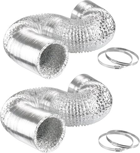 iPower 6 بوصة 16 قدم غير معزول فليكس الهواء الألومنيوم مجفف تنفيس خرطوم للتهوية HVAC، 2 حزمة، وشملت 4 المشابك in Kuwait