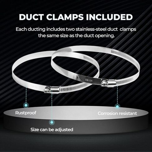 iPower 6 بوصة 16 قدم غير معزول فليكس الهواء الألومنيوم مجفف تنفيس خرطوم للتهوية HVAC، 2 حزمة، وشملت 4 المشابك in Kuwait