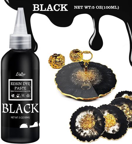 Black Epoxy Resin Pigment Paste - 3.4 fl.oz / 100ml Concentrated Black Resin Dye Paste for DIY Resin Art, UV Resin, River Table - Opaque Black Epoxy Pigment Paste for Resin Painting, Coaster, Jewelry in Saudi Arabia