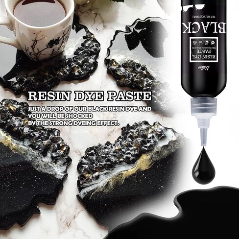 Black Epoxy Resin Pigment Paste - 3.4 fl.oz / 100ml Concentrated Black Resin Dye Paste for DIY Resin Art, UV Resin, River Table - Opaque Black Epoxy Pigment Paste for Resin Painting, Coaster, Jewelry in Saudi Arabia