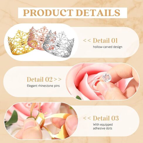 XunYee 139 Pcs Flower Bouquet Accessories Crowns for Flower Bouquets Including 3 Pcs Crown Cake Topper 36 Pcs 3D Butterflies 100 Pcs Corsage Pins for Graduation Mother's Day Wedding Birthday DIY Craft in Saudi Arabia