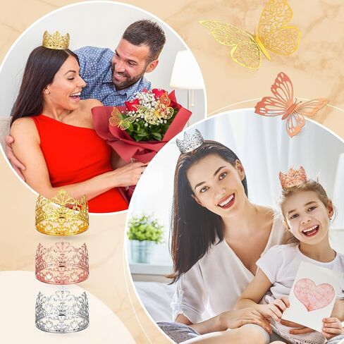 XunYee 139 Pcs Flower Bouquet Accessories Crowns for Flower Bouquets Including 3 Pcs Crown Cake Topper 36 Pcs 3D Butterflies 100 Pcs Corsage Pins for Graduation Mother's Day Wedding Birthday DIY Craft in Saudi Arabia