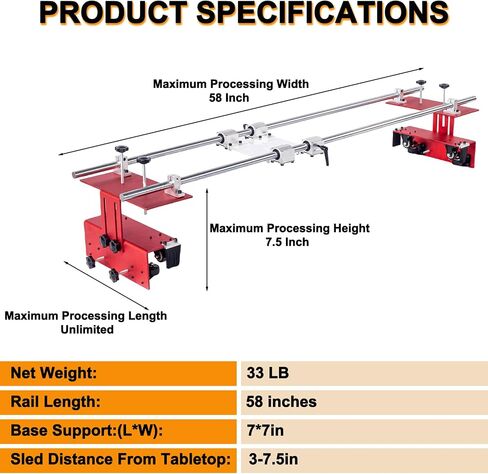 Router Sled for Flattening Slabs, 3 Axis Adjustable, Portable and Easy to Adjust Slab Flattening Jig with 60 inches, Trimming Planing Machine for Wood Flattening, DIY Woodworking Router Sled in Saudi Arabia