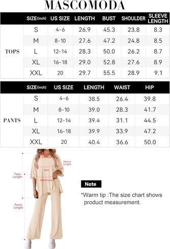 ملابس نسائية صيفية من قطعتين من MASCOMODA بأكمام قصيرة ورقبة على شكل حرف V وسراويل طويلة وساق واسعة طقم صالة رياضية غير رسمية in Kuwait