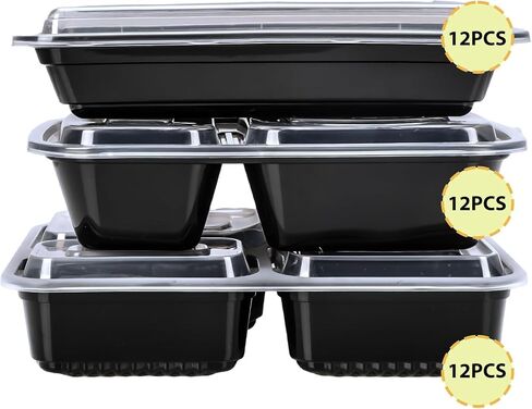 Moretoes 36 Pack Meal Prep Containers Resuable Set - 1, 2, & 3 Compartment Plastic Bento Box With Lids Food Storage Containers Stackable, Microwave, Freezer, Dishwasher Safe in Saudi Arabia