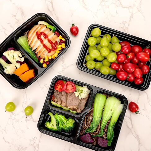 Moretoes 36 Pack Meal Prep Containers Resuable Set - 1, 2, & 3 Compartment Plastic Bento Box With Lids Food Storage Containers Stackable, Microwave, Freezer, Dishwasher Safe in Saudi Arabia