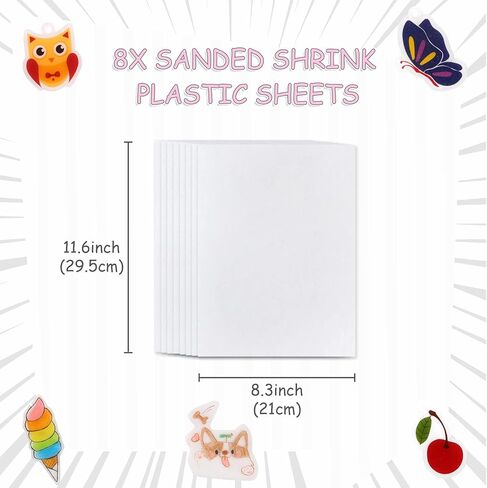 Auihiay 8 أوراق شبه شفافة قابلة للطباعة من البلاستيك المنكمش لطابعة الحبر للأطفال، نشاط الحرف اليدوية، هدايا عيد الأم، 11.6 × 8.3 بوصة / 29.5 × 21 سم in Kuwait