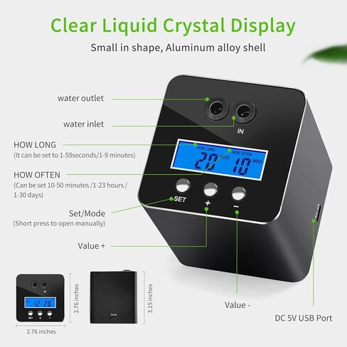 مرطب الزواحف RUNWUSHENG، فوهتان، مع مشبك حائط أسطواني بدون حفر، مرطب لحوض السمك، فوهة رش قابلة للتعديل 360 درجة، طقم رش لنباتات الغابات المطيرة البرمائية in Kuwait