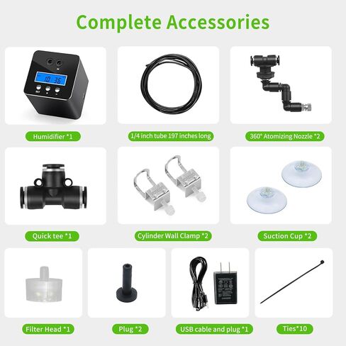 مرطب الزواحف RUNWUSHENG، فوهتان، مع مشبك حائط أسطواني بدون حفر، مرطب لحوض السمك، فوهة رش قابلة للتعديل 360 درجة، طقم رش لنباتات الغابات المطيرة البرمائية in Kuwait