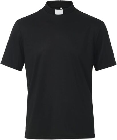 Men's T-Short Sleeves Tab Collar Clergy Minister Priest Outfit Priest Costume Shirt Tops in Saudi Arabia
