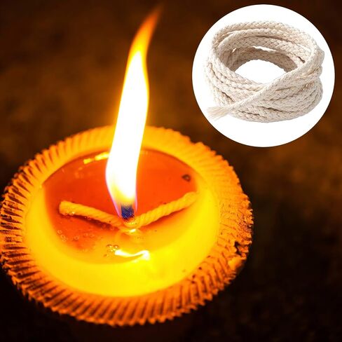 HINZIC 65 Ft Oil Lamp Wicks 1/4" Oil Lamp Wicks Round Braided Cotton Replacement Wick for Candle Lamp, Oil Lamp Wicks Only in Saudi Arabia