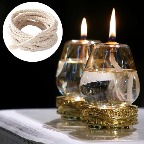 HINZIC 65 Ft Oil Lamp Wicks 1/4" Oil Lamp Wicks Round Braided Cotton Replacement Wick for Candle Lamp, Oil Lamp Wicks Only in Saudi Arabia