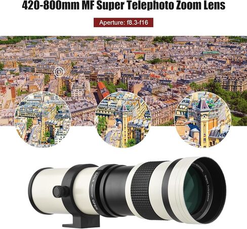 Andoer Camera MF Super Telephoto Zoom Lens F/8.3-16 420-800mm T2 Mount with AI-Mount Adapter Ring Universal 1/4 Thread Replacement for Nikon AI-Mount D50 D90 D5100 D7000 D3 D5100 D3100 D3000 D60 in Saudi Arabia