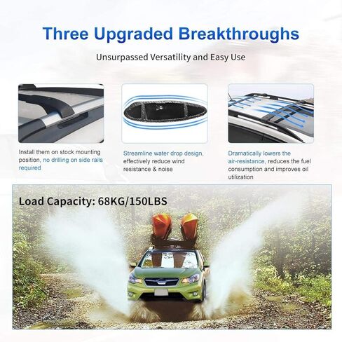 ALAVENTE سقف الرف عبر القضبان المتوافقة مع سوبارو Crosstrek 2013-2017 ث / الجانب العلوي السكك الحديدية / E361SFJ100 حامل الأمتعة أعلى السكك الحديدية الرف متوافق مع سوبارو امبريزا 2012-2016 رفوف السقف العارضة، زوج in Kuwait