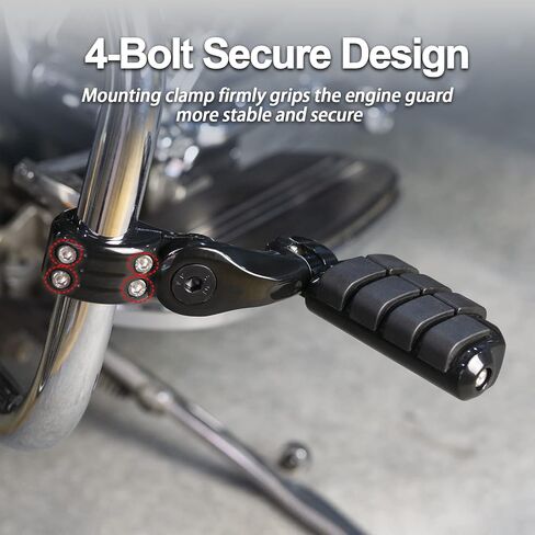Long Angled Motorcycle Highway Pegs Footpegs Foot Rest Mount Clamp Kit Fit for Harley Models with 1.25 inch Engine Guard 1 1/4 inch Highway Bar (Black) in Saudi Arabia